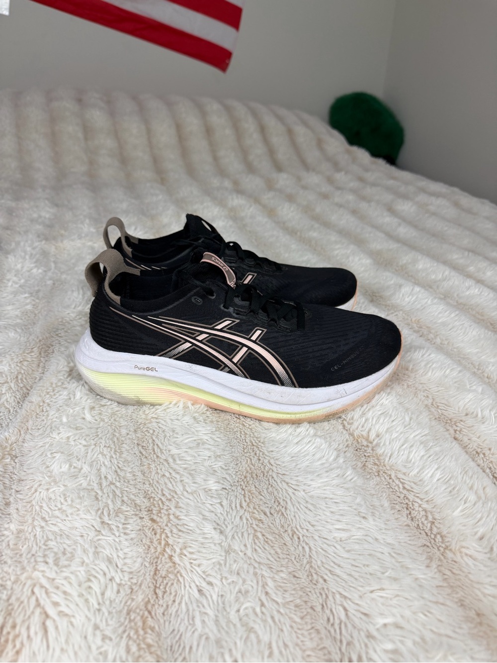 ASICS Kids Black Sneakers with Rose Gold Accents
